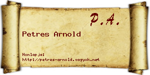 Petres Arnold névjegykártya